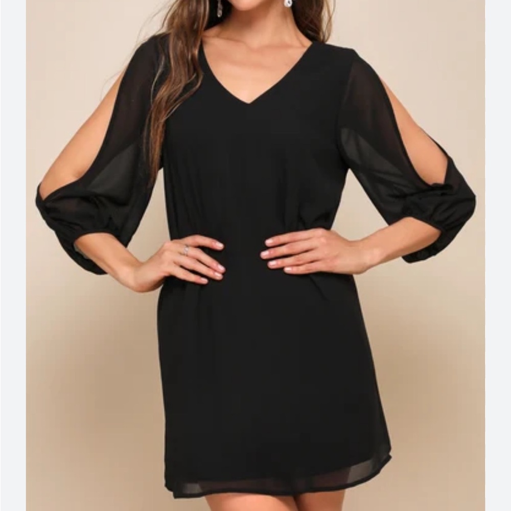 Lulu's Black Long Sleeve Dress with Cut-Outs